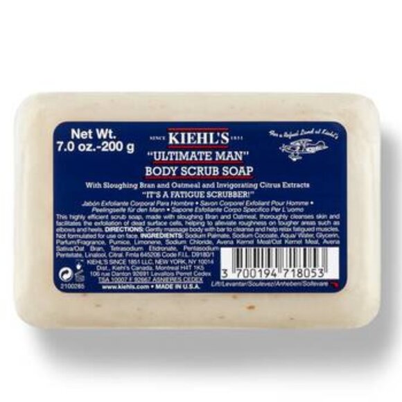 Kiehl's Ultimate Man Body Scrub exfoliating bar Soap 200g - Picture 2 of 3